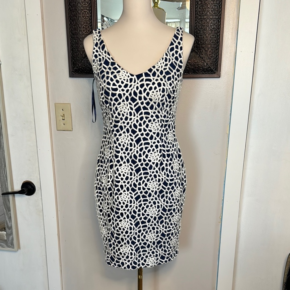 Ralph Lauren Navy and White Lace Dress